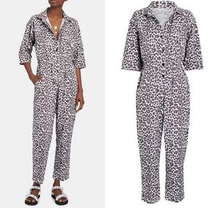 Overlover Hope Cotton Twill Leopard Print Jumpsuit